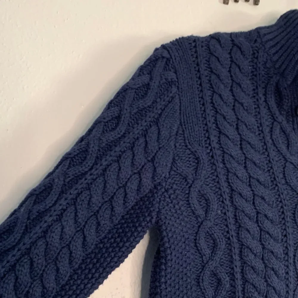 GAP boys XL Dark Blue Cable Knit Crewneck Sweater wool blend